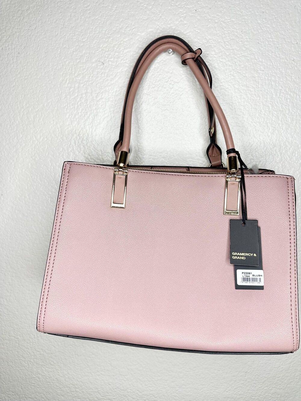 Gramercy & Grand Satchel Bag Womens Medium Pink Faux Leather Vegan Zip Purse